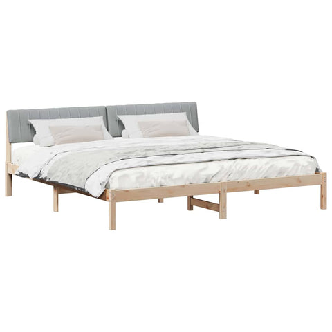 vidaXL Bed frame Brown and light grey 200 x 200 cm Solid pine wood