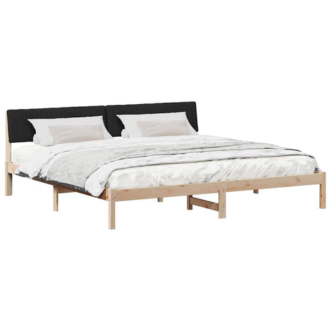 vidaXL Bed frame Brown and black 200 x 200 cm Solid pine wood