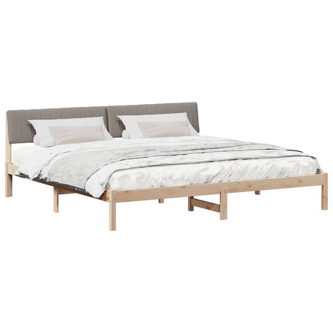 vidaXL Bed frame Brown and taupe 200 x 200 cm Solid pine wood