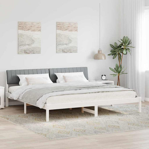 vidaXL Bed frame White and light grey 200 x 200 cm Solid pine wood
