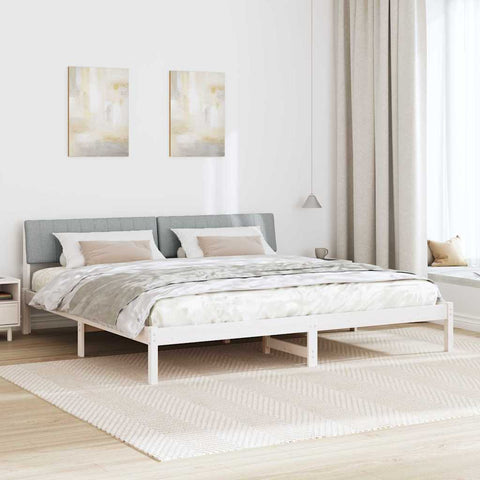 vidaXL Bed frame White and light grey 200 x 200 cm Solid pine wood