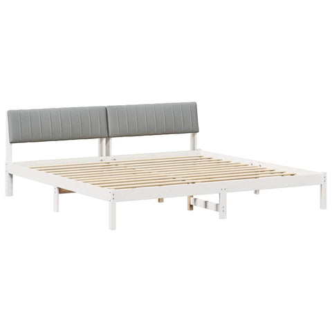 vidaXL Bed frame White and light grey 200 x 200 cm Solid pine wood