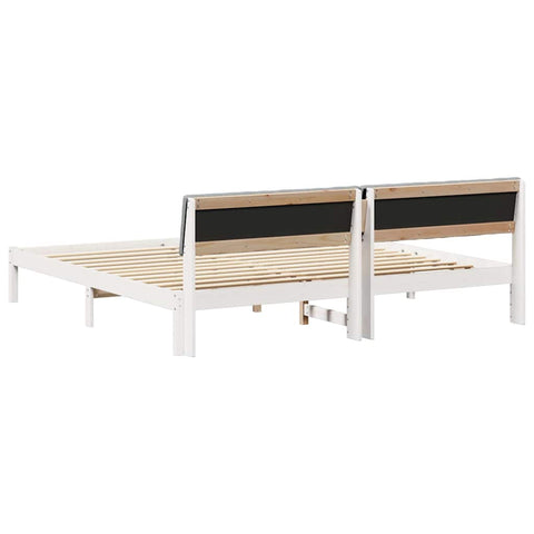 vidaXL Bed frame White and light grey 200 x 200 cm Solid pine wood