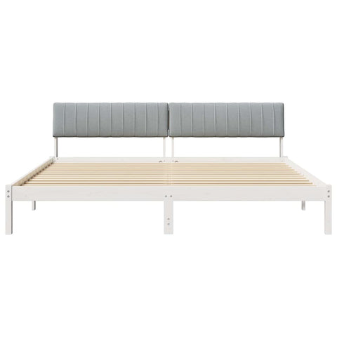 vidaXL Bed frame White and light grey 200 x 200 cm Solid pine wood