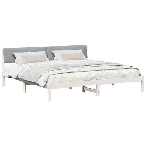 vidaXL Bed frame White and light grey 200 x 200 cm Solid pine wood