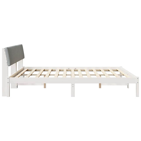 vidaXL Bed frame White and light grey 200 x 200 cm Solid pine wood
