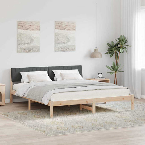 vidaXL Bed frame Brown and dark grey 180 x 200 cm Solid pine wood