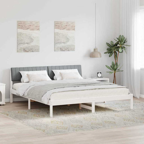 vidaXL Bed frame White and light grey 180 x 200 cm Solid pine wood