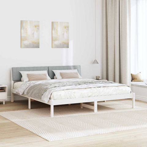 vidaXL Bed frame White and light grey 180 x 200 cm Solid pine wood