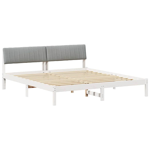 vidaXL Bed frame White and light grey 180 x 200 cm Solid pine wood