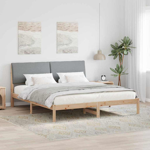 vidaXL Bed frame Brown and light grey 200 x 200 cm Solid pine wood