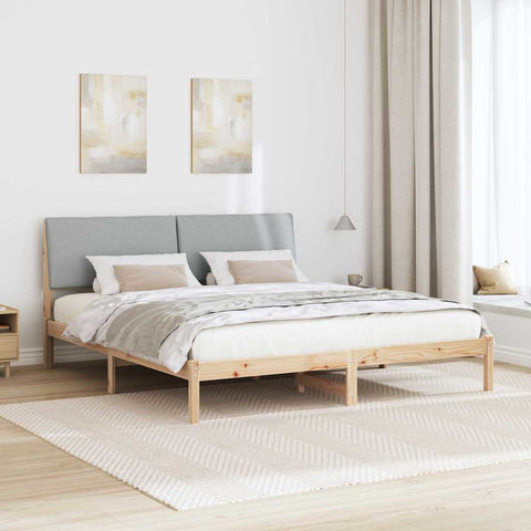 vidaXL Bed frame Brown and light grey 200 x 200 cm Solid pine wood