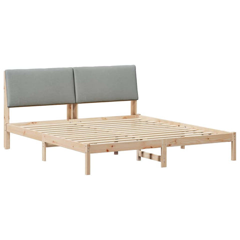 vidaXL Bed frame Brown and light grey 200 x 200 cm Solid pine wood