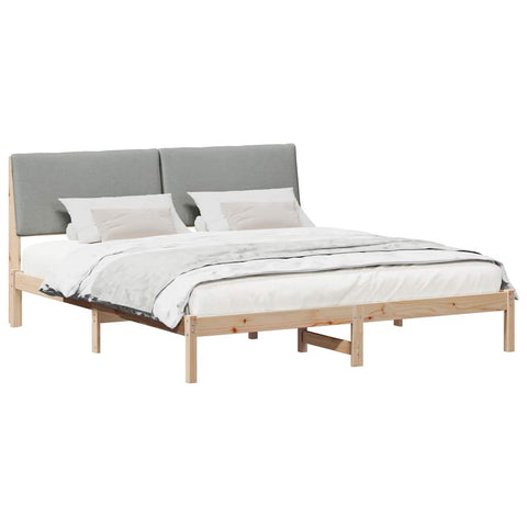 vidaXL Bed frame Brown and light grey 200 x 200 cm Solid pine wood