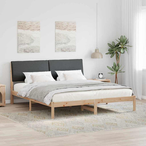 vidaXL Bed frame Brown and dark grey 200 x 200 cm Solid pine wood