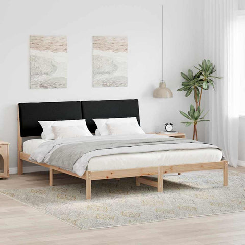 vidaXL Bed frame Brown and black 200 x 200 cm Solid pine wood