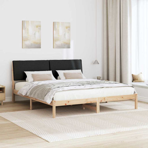 vidaXL Bed frame Brown and black 200 x 200 cm Solid pine wood