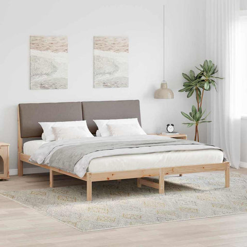 vidaXL Bed frame Brown and taupe 200 x 200 cm Solid pine wood