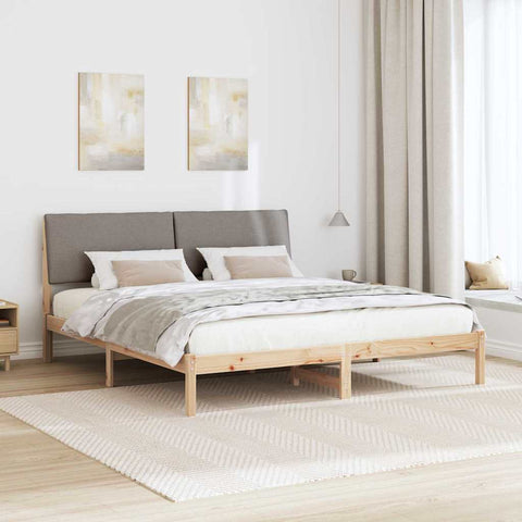 vidaXL Bed frame Brown and taupe 200 x 200 cm Solid pine wood