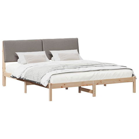 vidaXL Bed frame Brown and taupe 200 x 200 cm Solid pine wood