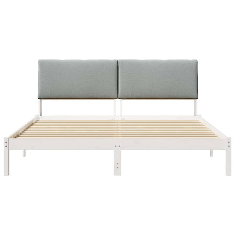 vidaXL Bed frame White and light grey 200 x 200 cm Solid pine wood