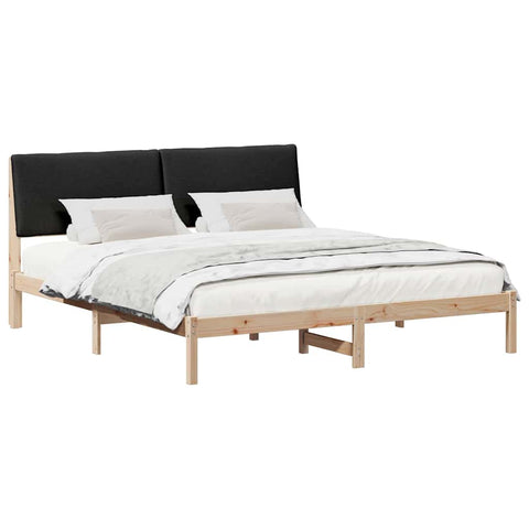 vidaXL Bed frame Brown and black 180 x 200 cm Solid pine wood