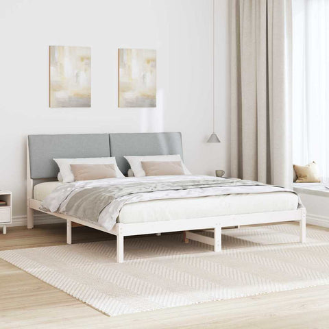 vidaXL Bed frame White and light grey 180 x 200 cm Solid pine wood