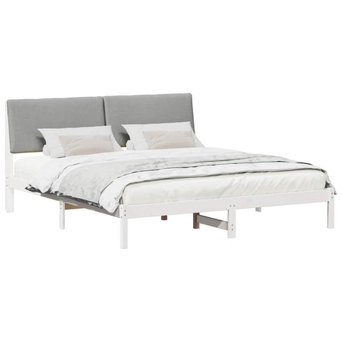 vidaXL Bed frame White and light grey 180 x 200 cm Solid pine wood