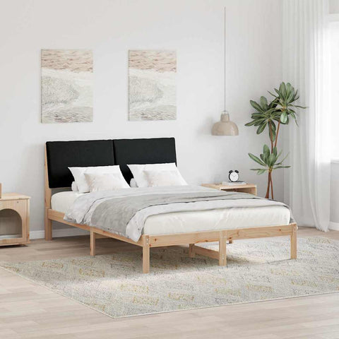 vidaXL Bed frame Brown and black 160 x 200 cm Solid pine wood