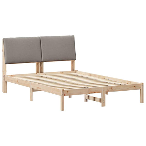vidaXL Bed frame Brown and taupe 160 x 200 cm Solid pine wood