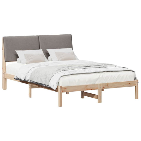 vidaXL Bed frame Brown and taupe 160 x 200 cm Solid pine wood