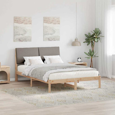 vidaXL Bed frame Brown and taupe 150 x 200 cm Solid pine wood