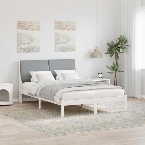 vidaXL Bed frame White and light grey 150 x 200 cm Solid pine wood