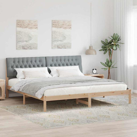 vidaXL Bed Frame with Upholstered Headboard Brown 200 x 200 cm