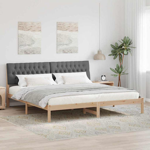 vidaXL Bed Frame with Upholstered Headboard Brown 200 x 200 cm