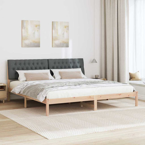 vidaXL Bed Frame with Upholstered Headboard Brown 200 x 200 cm