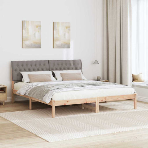 vidaXL Bed Frame with Upholstered Headboard Brown 200 x 200 cm
