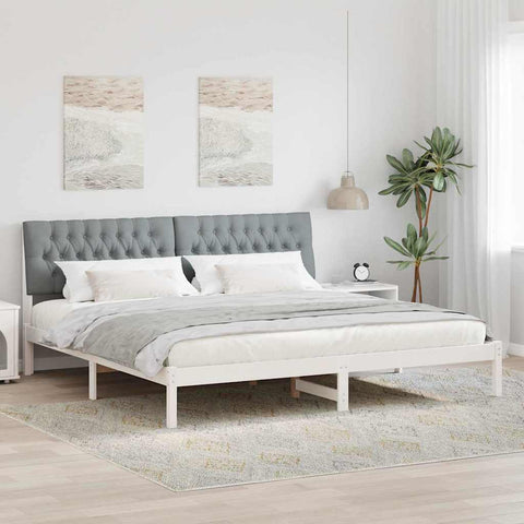 vidaXL Bed Frame with Upholstered Headboard White 200 x 200 cm