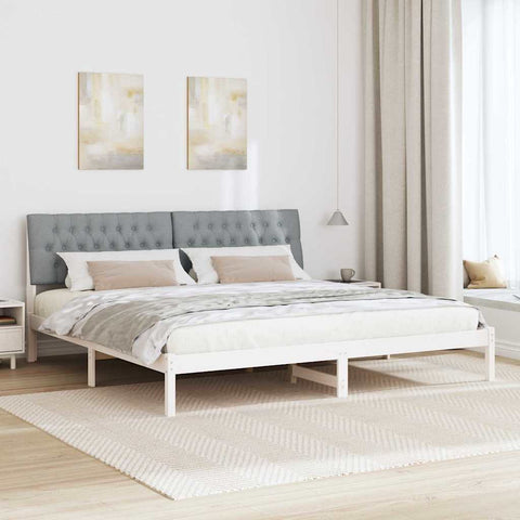 vidaXL Bed Frame with Upholstered Headboard White 200 x 200 cm