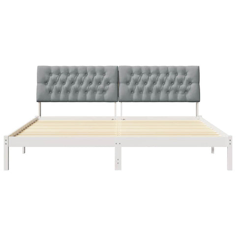 vidaXL Bed Frame with Upholstered Headboard White 200 x 200 cm