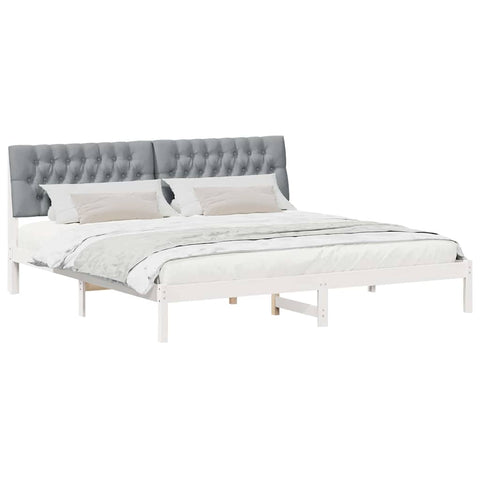 vidaXL Bed Frame with Upholstered Headboard White 200 x 200 cm