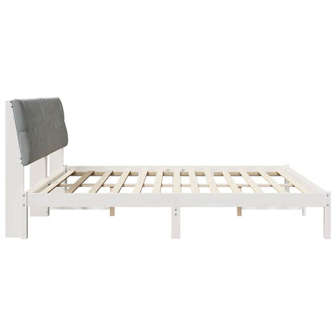 vidaXL Bed Frame with Upholstered Headboard White 200 x 200 cm