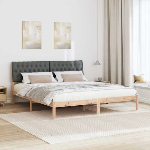 vidaXL Bed Frame with Upholstered Headboard Brown 180 x 200 cm