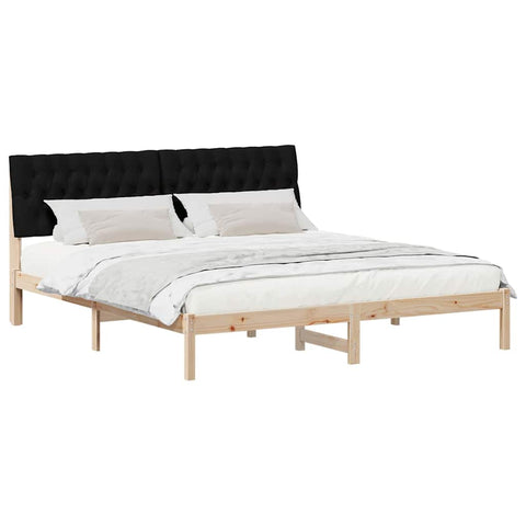 vidaXL Bed Frame with Upholstered Headboard Brown 180 x 200 cm