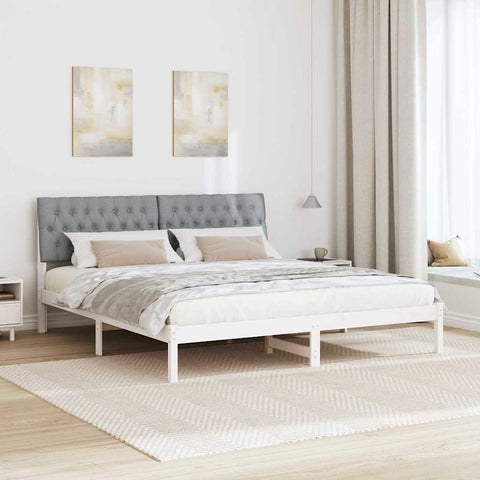 vidaXL Bed Frame with Upholstered Headboard White 180 x 200 cm