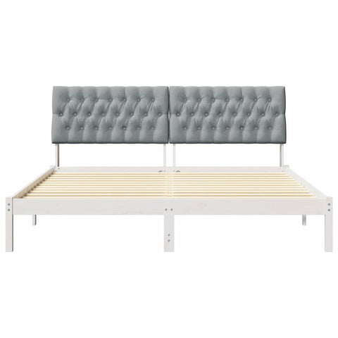 vidaXL Bed Frame with Upholstered Headboard White 180 x 200 cm