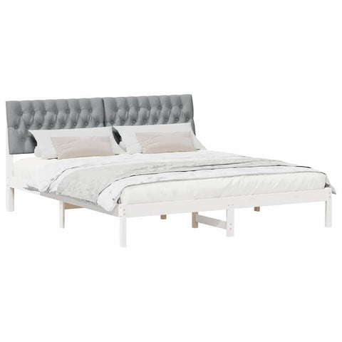 vidaXL Bed Frame with Upholstered Headboard White 180 x 200 cm
