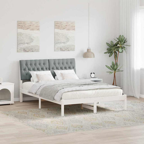vidaXL Bed Frame with Upholstered Headboard White 160 x 200 cm