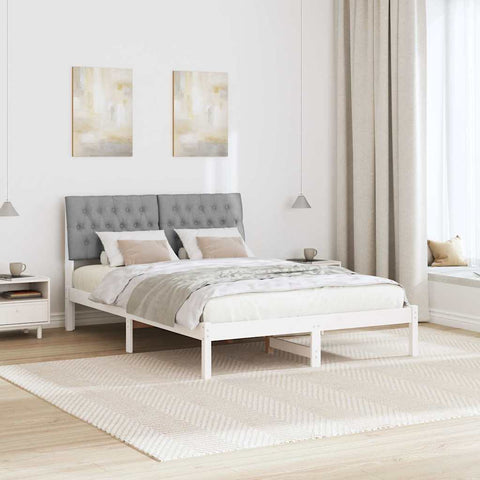 vidaXL Bed Frame with Upholstered Headboard White 150 x 200 cm