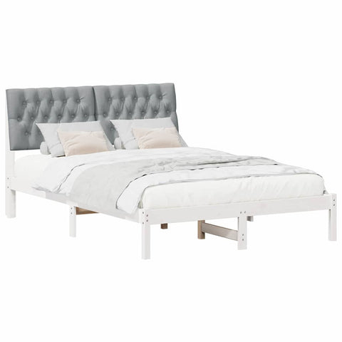 vidaXL Bed Frame with Upholstered Headboard White 150 x 200 cm